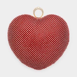 Red Rhinestone Heart Shaped Evening Bag